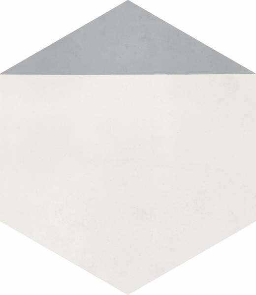 CIMI46 - CARREAU CIMENT HEXAGONE 20X23 MODERNE BLANC / POINTE GRIS FONCE 16 mm- 0,48 m²