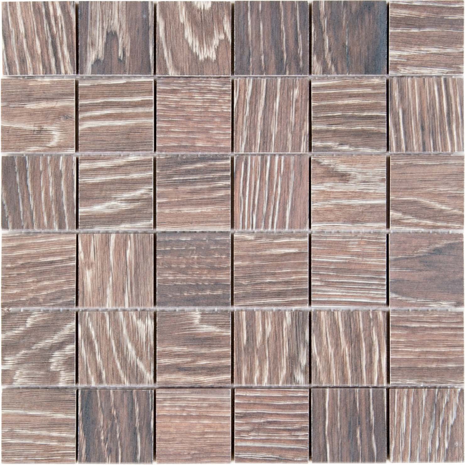 CEMA08 - MOSAIQUE CERAMIQUE 5X5 MARRON FACON BOIS 30x30 cm - 2