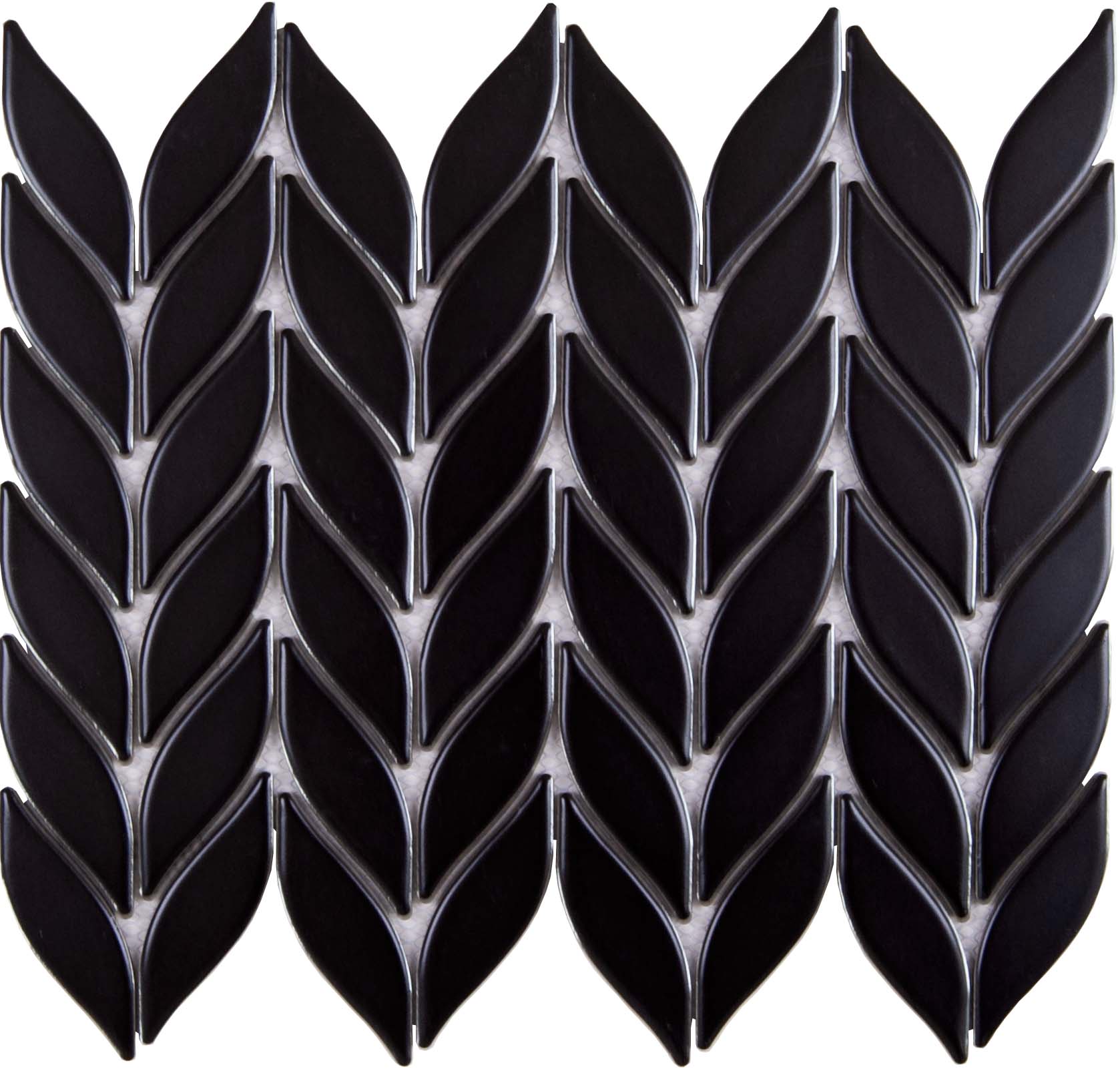 CEN008 MOSAIQUE CERAMIQUE PETALE NOIR MAT 33.5X27.6 CM - 1 unité