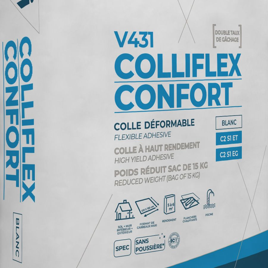 Colle carrelage facile COLLIFLEX CONFORT V431 BLANC - 15 kg VPI - 