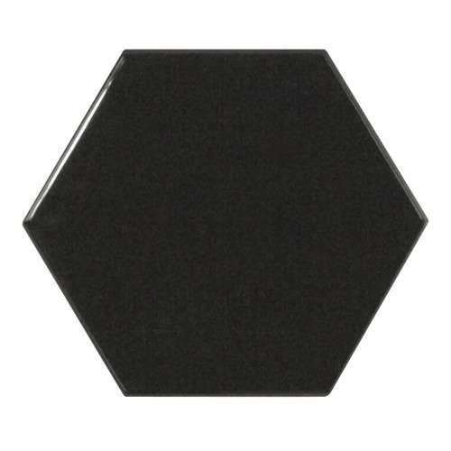 ECHANTILLON (taille variable) de Carreau noir brillant 12.4x1 cm SCALE HEXAGON BLACK - 2