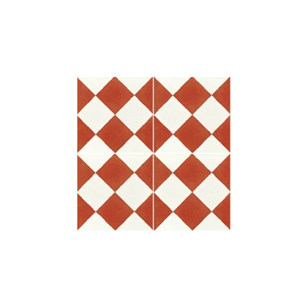 Echantillons Carreau de ciment damier  rouge  et blanc  20x20 