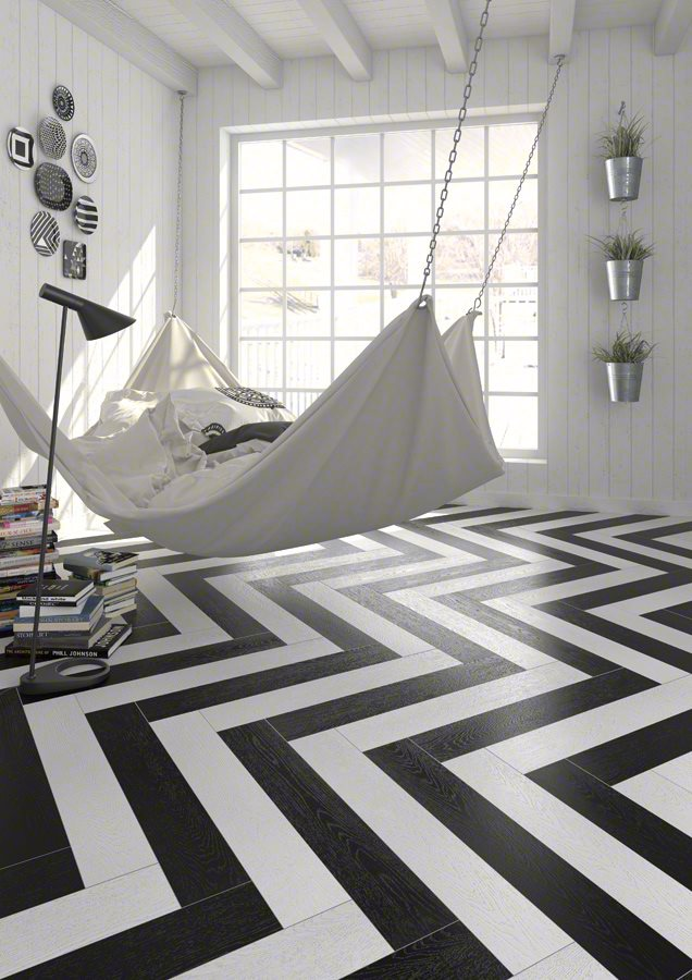 Carrelage parquet peint en noir blanc et gris usé, délavé, magasin, sol et  mur, 15x120cm rectifié