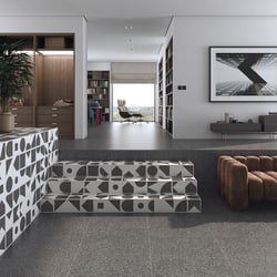 Carrelage imitation ciment et terrazzo NINOV RECTIFIE NEGRO PULIDO 79'3X79'3 - 1,258 m² 