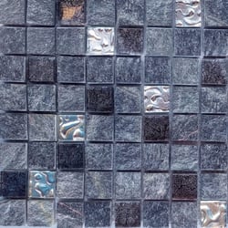 Malla Urales Negro - Mosaique marbre et verre 30x30cm - unité 