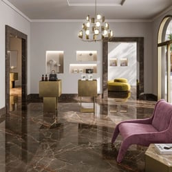 Carrelage effet marbre grand format 9CENTO OMBRA MOKA POLI - 120X120 - 1,44 m² 
