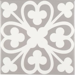 CARREAU CERAMIQUE 20X20 DECOR CLASSIQUE PETALE BLANC/GRIS CLAIR 11mm - 1 m² ESTUDIO CERAMICO