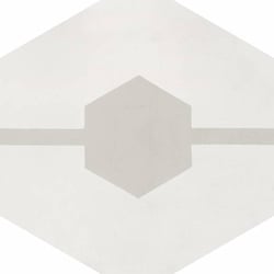 CIMI48 - CARREAU CIMENT HEXAGONE 20X23 MODERNE CABOCHON BLANC / GRIS CLAIR 16 mm  - 0,48 m² Equipe