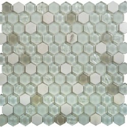 VEBL41 HEXAGONE BLANC VERRE ET MARBRE 29 CM X 29.5 CM - 1 unité CE.SI