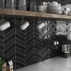 Lot de 2.50 m² - Chevron Wall black Version - BLACK LEFT/GAUCHE MATE 23357 18,6x5,2 cm - 2.5m² 