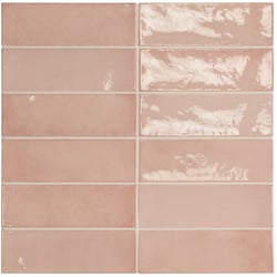 Faience effet zellige rose 6.5x20 VILLAGE ROSE GOLD 25635 - 0.5m² Abitare