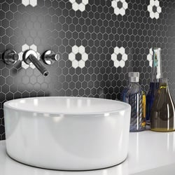 Mosaïque mini tomette hexagonale 30x30 cm SIXTIES SHAPES mate FLOR 60Y - Black&White - 1 m² 