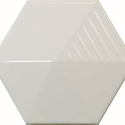 Faïence hexagonale décorée à relief MAFINGA UMBRELLA LIGHT GREY 12,4X10,7 cm - 0,36 m² 