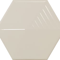 Faïence hexagonale décorée à relief MAFINGA UMBRELLA GREIGE 12,4X10,7 cm - 0,36 m² 