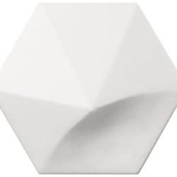 Faience hexagonale à relief MAFINGA OBERLAND WHITE MATT 12,4X10,7 cm - 0,36 m² 
