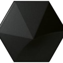Faience hexagonale à relief MAFINGA OBERLAND BLACK MATT 12,4X10,7 cm - 0,36 m² 