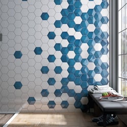 Faience hexagonale à relief MAFINGA OBERLAND ELECTRIC BLUE 12,4X10,7 cm - 0,36 m² 