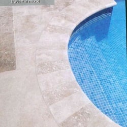 SET bain romain Margelles courbes rayon 150cm travertin beige veilli 