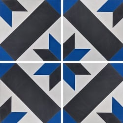 Carreau de ciment décor géométrique bleu et noir 20x20 cm ref1150-13 - 0.48m² 