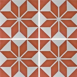Carreau de ciment décor étoile rouge orangé 20x20 cm ref7070-3 - 0.48m² 