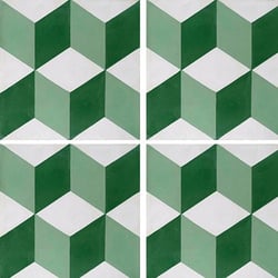 Carreau de ciment CUBE vert, blanc géométrique 20x20 cm ref7290-1 - 0.48m² 