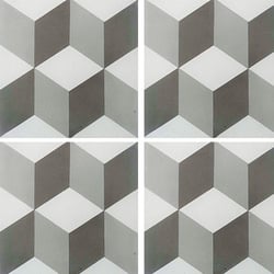 Carreau de ciment CUBE gris et blanc géométrique 20x20 cm ref7290-2 - 0.48m² 