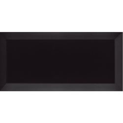 Carrelage Métro biseauté Negro noir brillant 10x20 cm - 1m² 