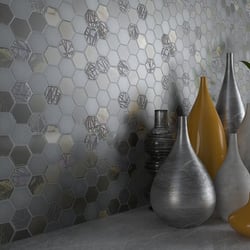 Mosaique mini tomette hexagonale grise 33x29.8 cm SIXTIES GREY - 1m² 