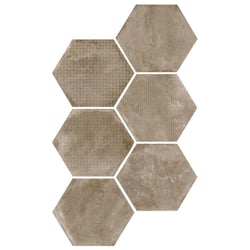 Carrelage hexagonal décor marron 29.2x25.4cm URBAN HEXAGON MÉLANGE NUT 23602 R9 - 1m² 