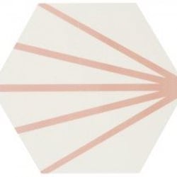 Tomette blanche à rayure rose motif dandelion MERAKI LINE ROSA 19.8x22.8 cm - 0.84m² 