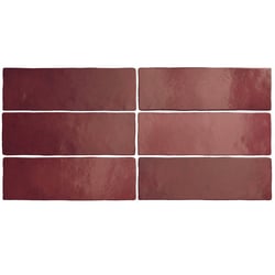 Faience dénuancée bordeaux 6.5x20 cm MAGMA BURGUNDY 24967 - 0.5m² Equipe