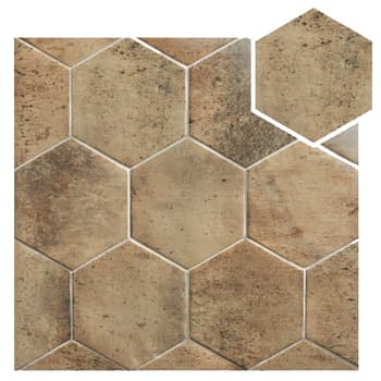 Carrelage hexagonal effet pierre CIERI TERRA 18x20,5 - 1 m² 