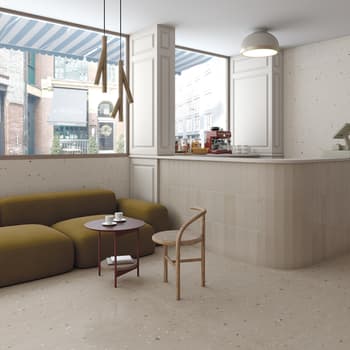 Faience grand format rectifiée style terrazzo TIMOR AVELLANA - 32X99 - 1,27 m² 