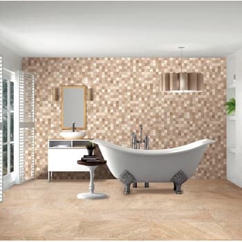 Faience style ciment mosaique beige décoré Deco Lys Arena 32x62.5 cm - 1m² 