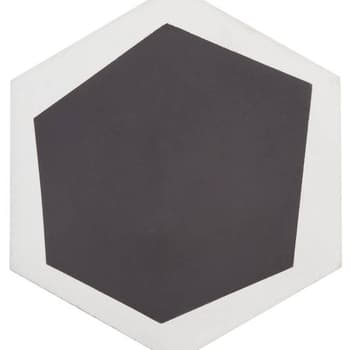 CIMI22 - CARREAU CIMENT HEXAGONE DECOR MODERNE BLANC CASSE / ANTHRACITE 16mm  - 0,48 m² 