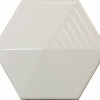 Faïence hexagonale décorée à relief MAFINGA UMBRELLA LIGHT GREY 12,4X10,7 cm - 0,36 m² 