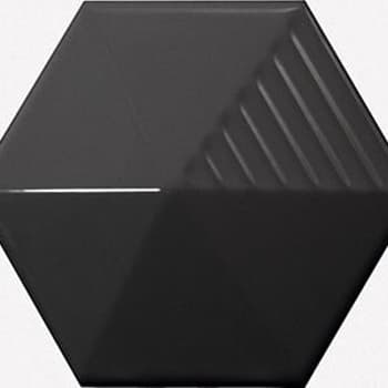 Faïence hexagonale décorée à relief MAFINGA UMBRELLA BLACK 12,4X10,7 cm - 0,36 m² 