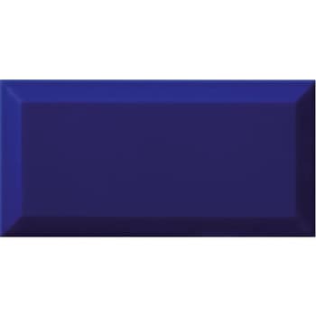 Carrelage Métro biseauté bleu foncé AZUL brillant 10x20 cm - 1m² 