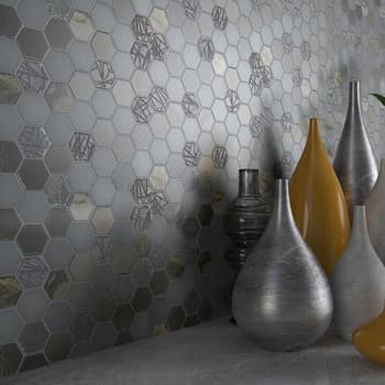 Mosaique mini tomette hexagonale grise 33x29.8 cm SIXTIES GREY - 1m² 