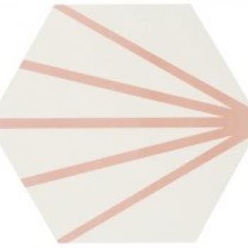 Tomette blanche à rayure rose motif dandelion MERAKI LINE ROSA 19.8x22.8 cm - 0.84m² 