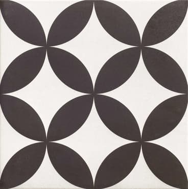 Carreau de ciment noir et blanc à motifs floraux géométriques 30x30 cm