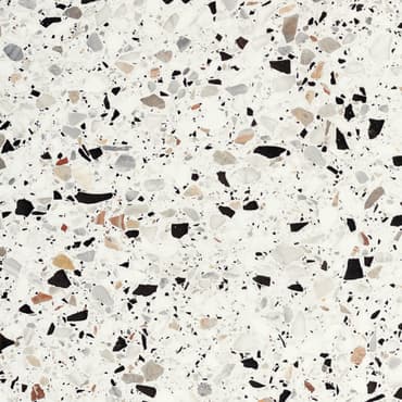 Carrelage Terrazzo blanc parsemé de morceaux de marbre multicolore 60x60 cm