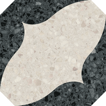 Carrelage Terrazzo noir et beige avec mosaïque de fragments marbrés 20x20 cm