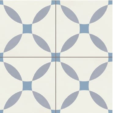 Carreau de ciment blanc motifs bleus et gris 45x45 cm