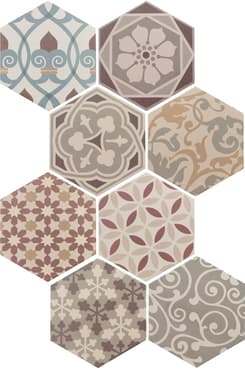 Carrelage hexagonal 17.5x20 Tomette Harmony Colours - R9 - 0.71m²