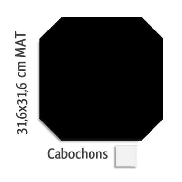 Carrelage octogonal MONOCOLOR ALASKA NEGRO MAT 31.6x31.6 cabochons blanc