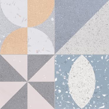 Lot de 14.52 m² - Carrelage style ciment terrazzo FUSION MIX 33x33 cm R9