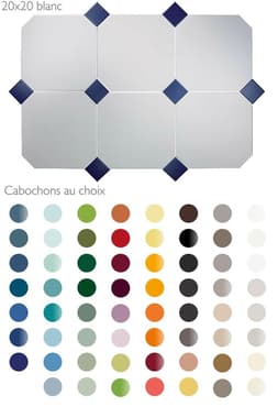 Carrelage 20x20 blanc octogone avec cabochons CERAME MAT COLORS - 1.5m²