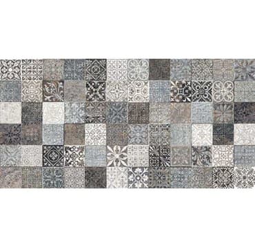 ECHANTILLON (taille variable) de Faience style ciment mosaique gris décoré Deco Lys Grey 32x62.5 cm