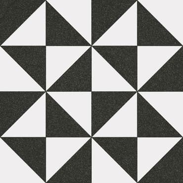 Carrelage style ciment triangles blanc noir 20x20 cm 1900 TERRADES Grafito -   - Echantillon